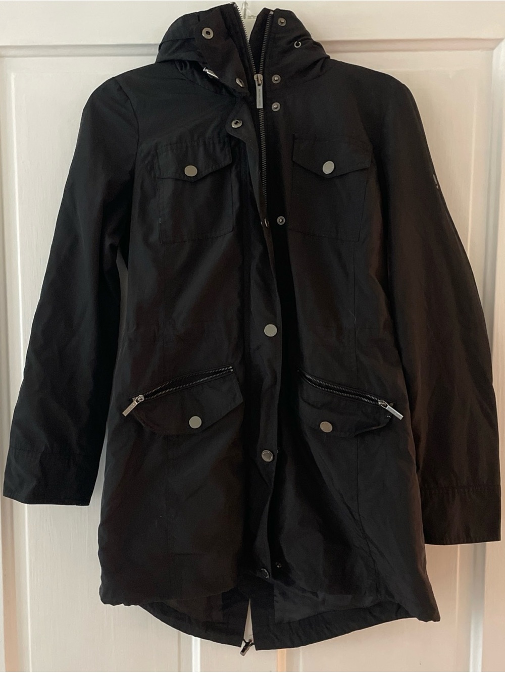 Michael Kors Black Hooded Utility Jacket XS